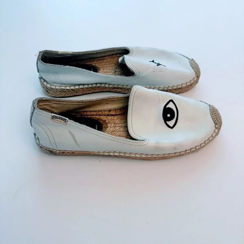 Soludos Jason Polan Wink Embroidered Leather Espadrilles Women’s Size 7‎ Shoes